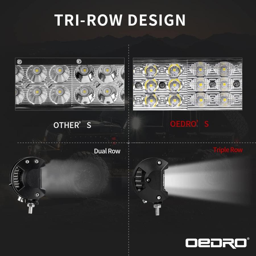 【並行輸入品】OEDRO 12 Inch 180W LED Light Bar Tri-Row Spot Flood Combo Driving Liの画像