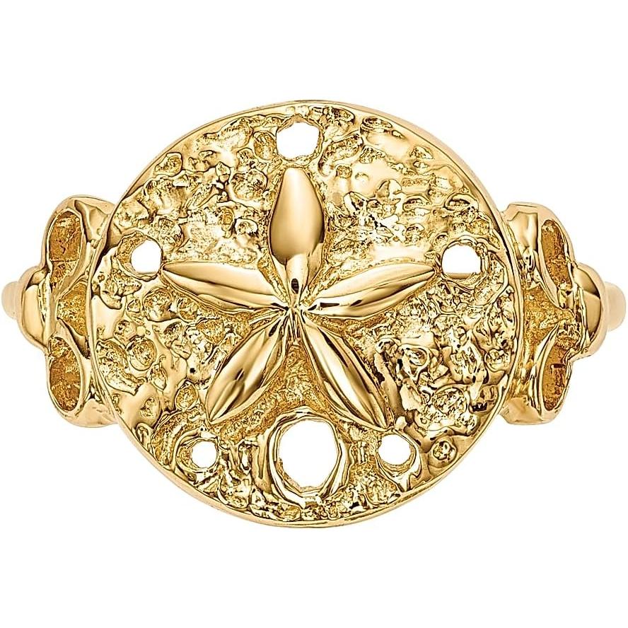 【並行輸入品】14K イエローゴールド サンドダラー 海 星 ヒトデ リング シェル ライフ ファインジュエリー 女性へのギフトに  14Kイエローゴの画像
