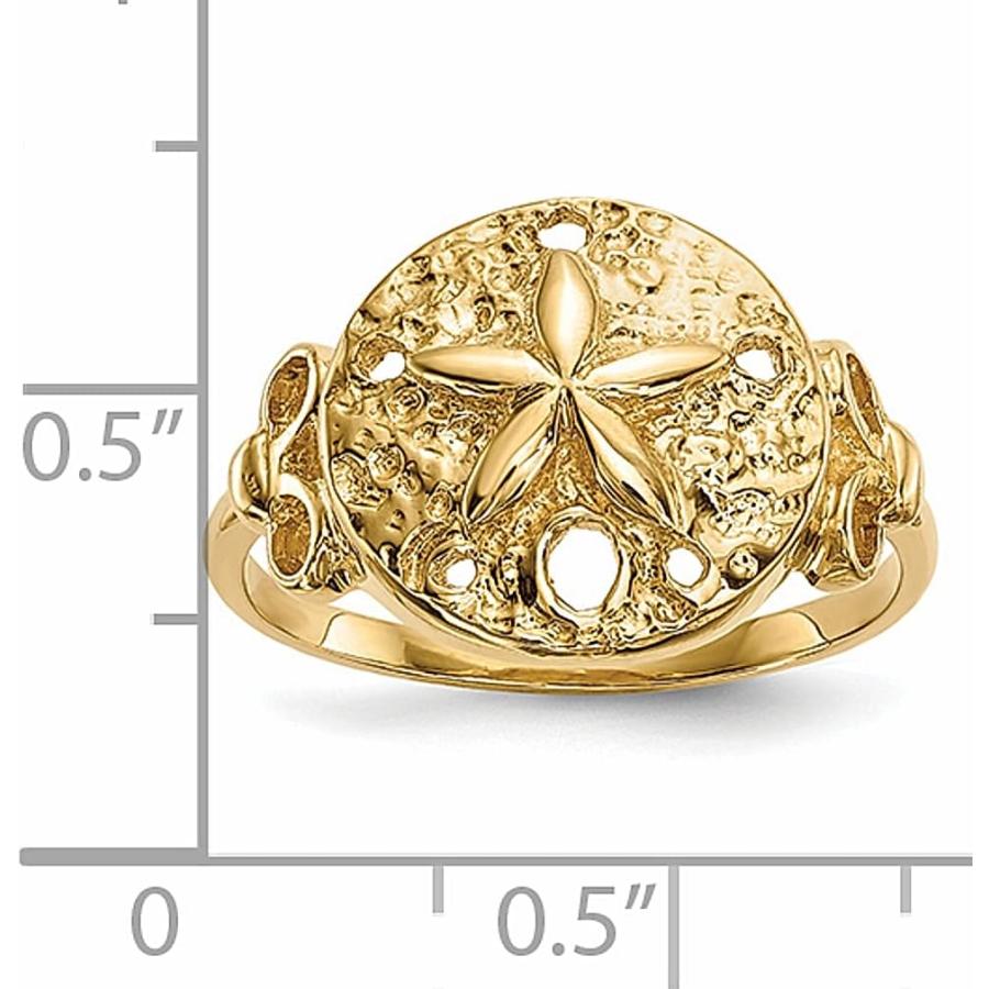 【並行輸入品】14K イエローゴールド サンドダラー 海 星 ヒトデ リング シェル ライフ ファインジュエリー 女性へのギフトに  14Kイエローゴの画像