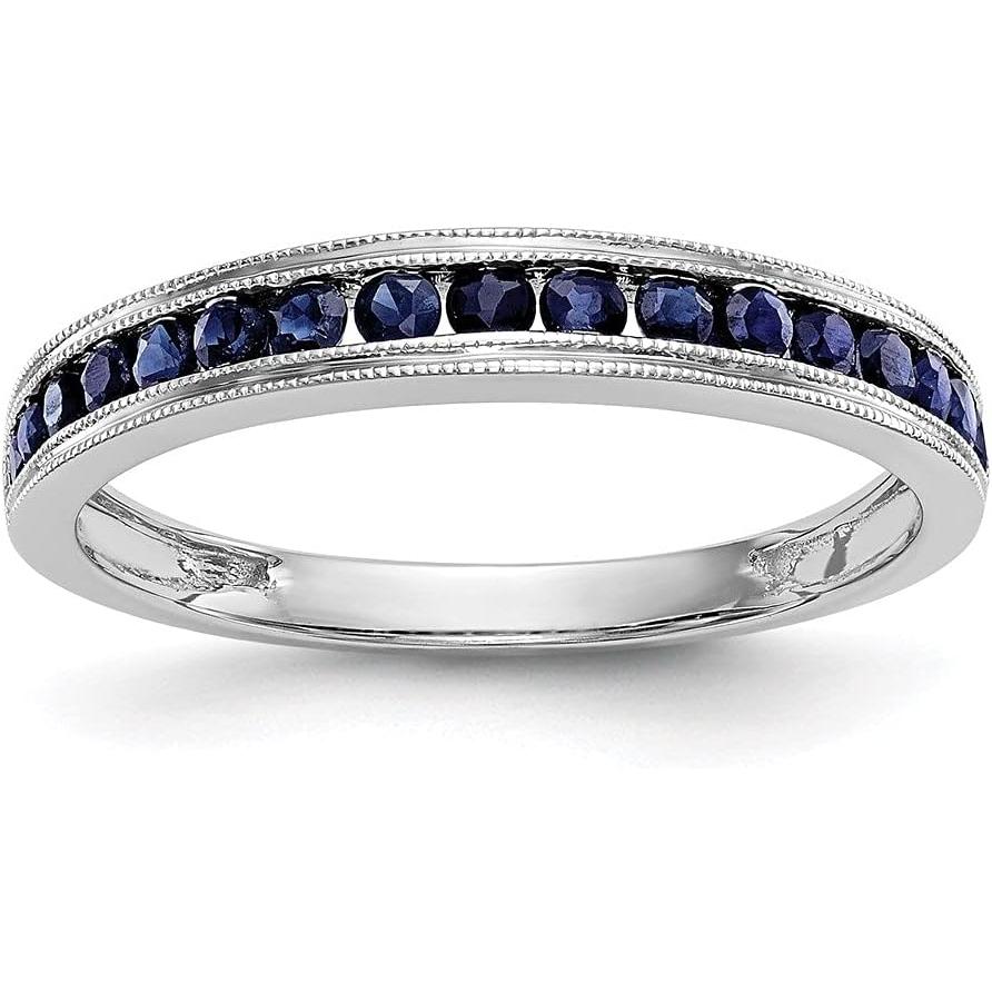 【並行輸入品】14K ホワイトゴールド ブルーサファイア 結婚指輪 0.26カラットの画像