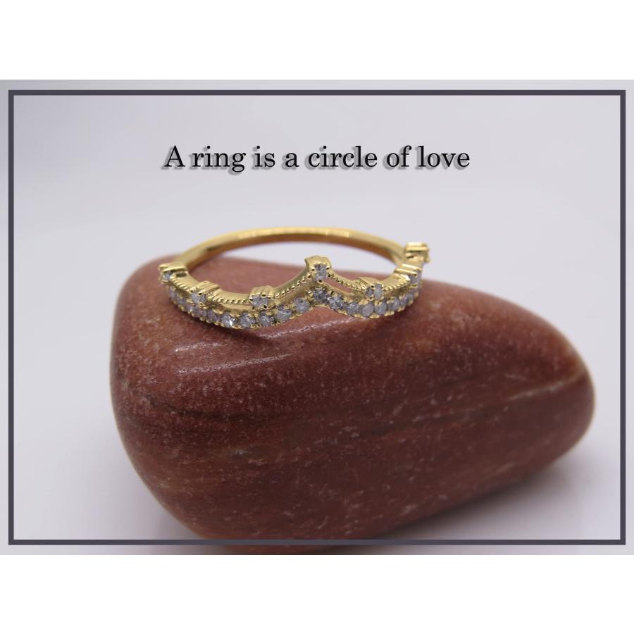 【並行輸入品】0.25カラット 10K ゴールド ラウンド ダイヤモンド レディース シェブロン 結婚指輪 1/4カラット (USAリングサイズの画像