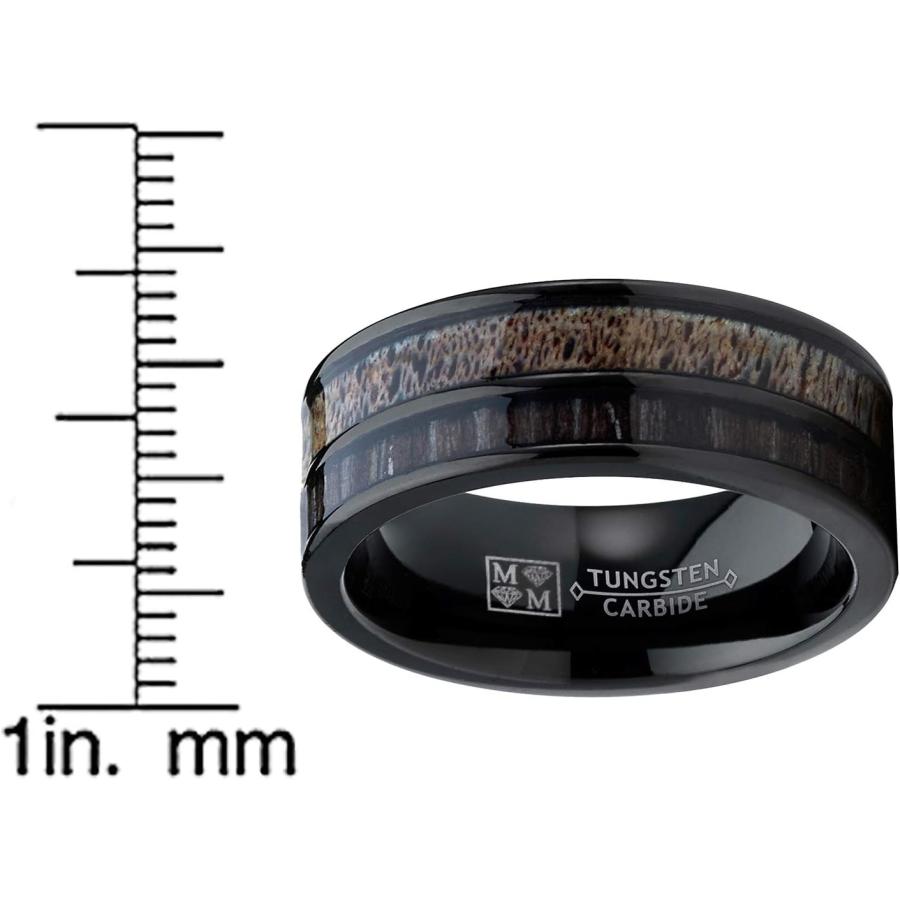 【並行輸入品】Metal Masters Co. メンズ タングステンリング 結婚指輪 本物の鹿の角 コアウッド 象嵌 アウトドアハンティングの画像