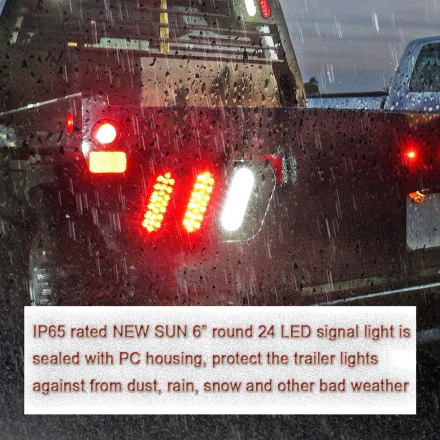 【並行輸入品】NEW SUN 2 Pcs 6inch Oval Clear Lens White LED Trailer Tail Lights 24_2