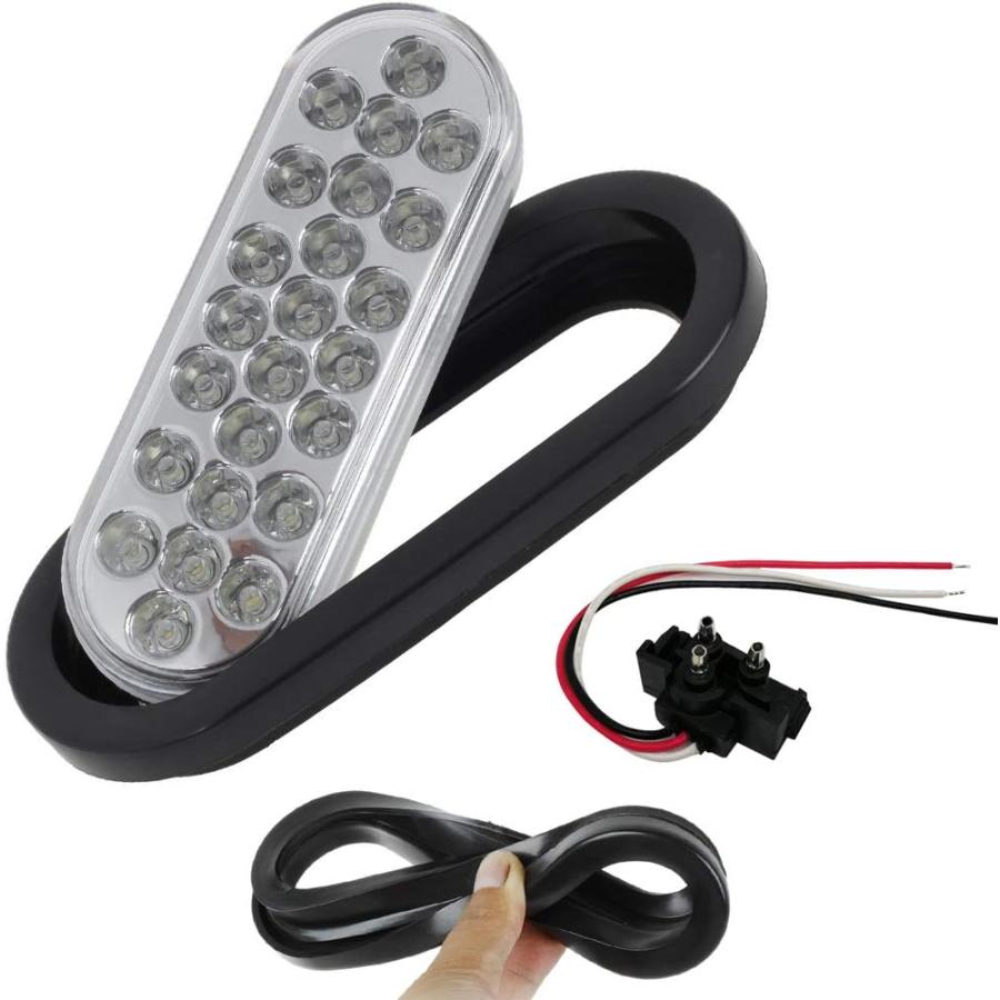 【並行輸入品】NEW SUN 2 Pcs 6inch Oval Clear Lens White LED Trailer Tail Lights 24_3