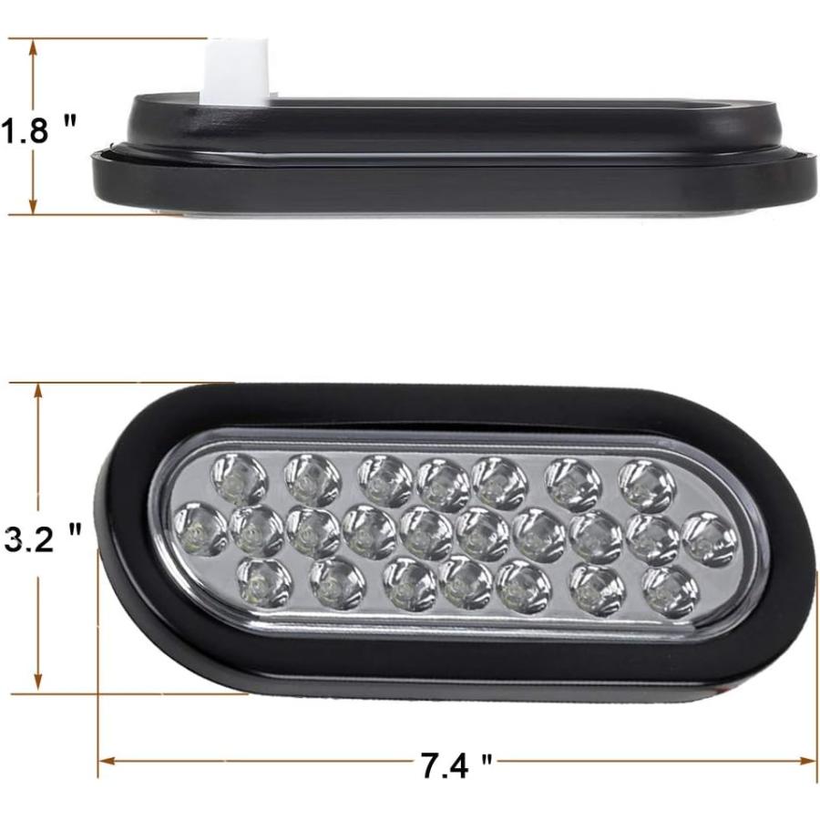 【並行輸入品】NEW SUN 2 Pcs 6inch Oval Clear Lens White LED Trailer Tail Lights 24_4