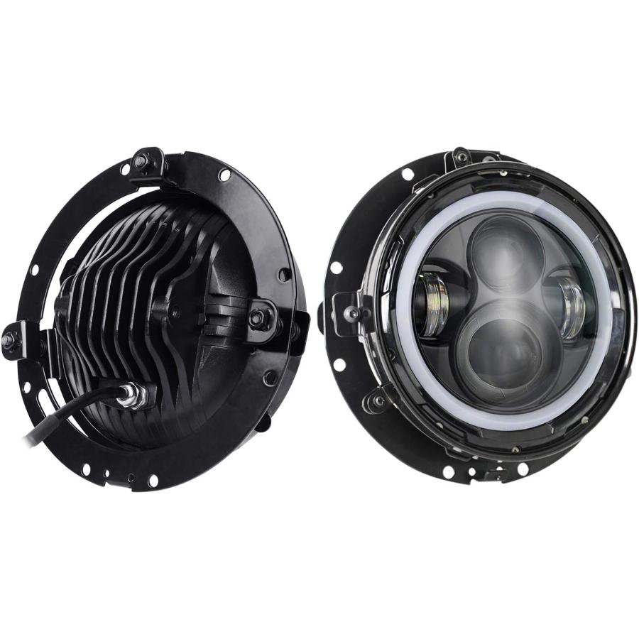 【並行輸入品】AAIWA 7インチ LED ヘッドライト 40W 4800LM モーターサイクル プロジェクター ヘッドライト ホワイトヘイローリングの画像