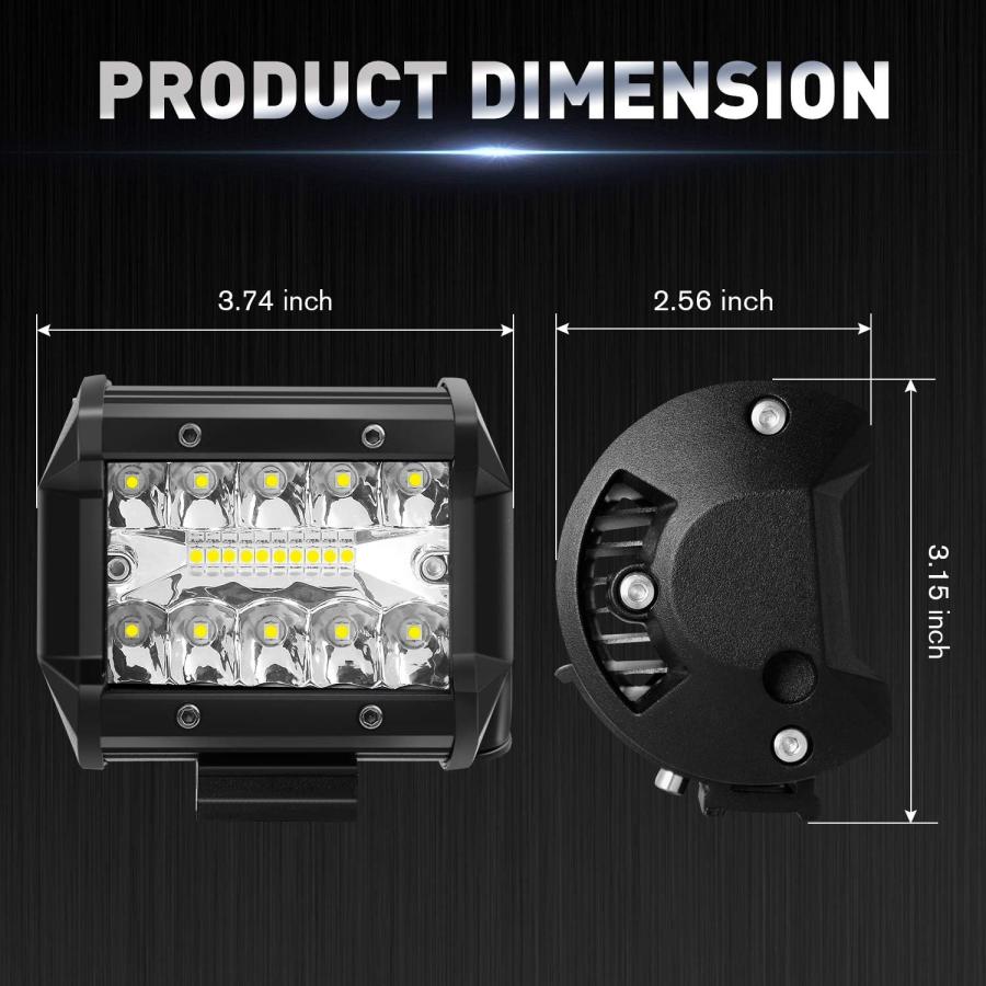 【並行輸入品】AAIWA LEDライトバー 2個 LED ポッドライト ドライビングライト オフロードライト 4インチ LED ワークライト トラックの画像