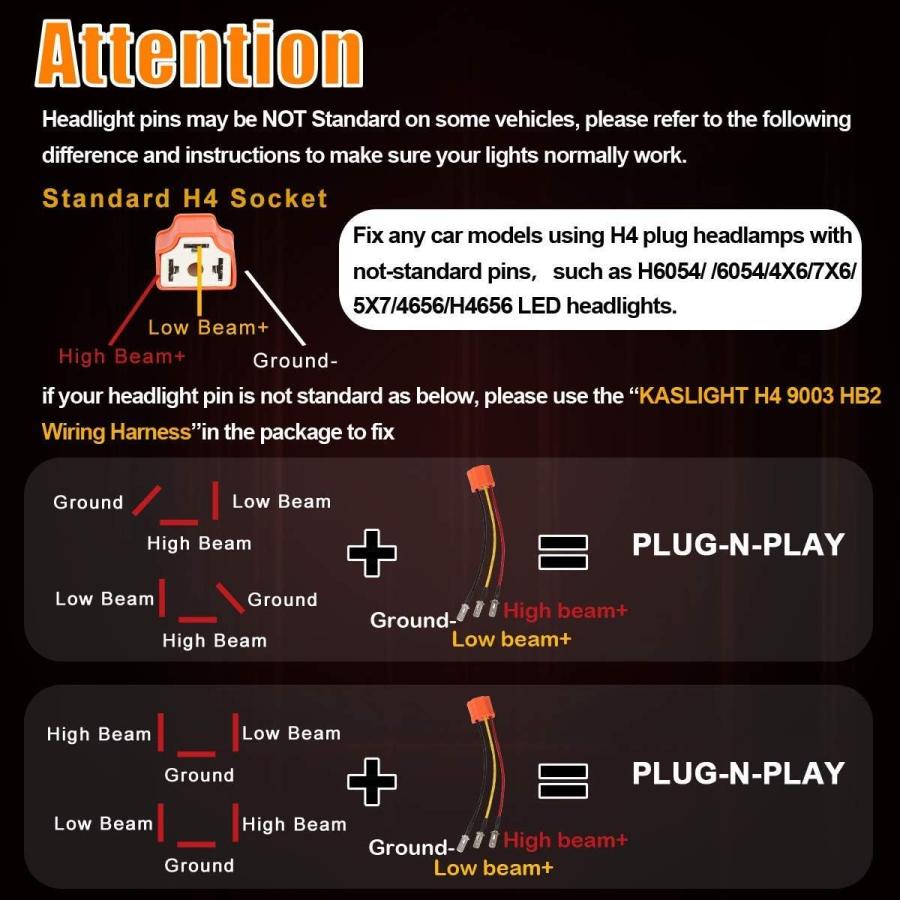 【並行輸入品】KASLIGHT 4pcs 4x6 Led Headlights w/ H4 Socket 4651 Led Headlight Pe_5