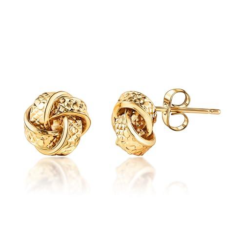 【並行輸入品】Barzel ゴールドメッキ ゴールド 8mm テクスチャ ラブノット スタッドピアス Barzel 18K Gold Plate_1