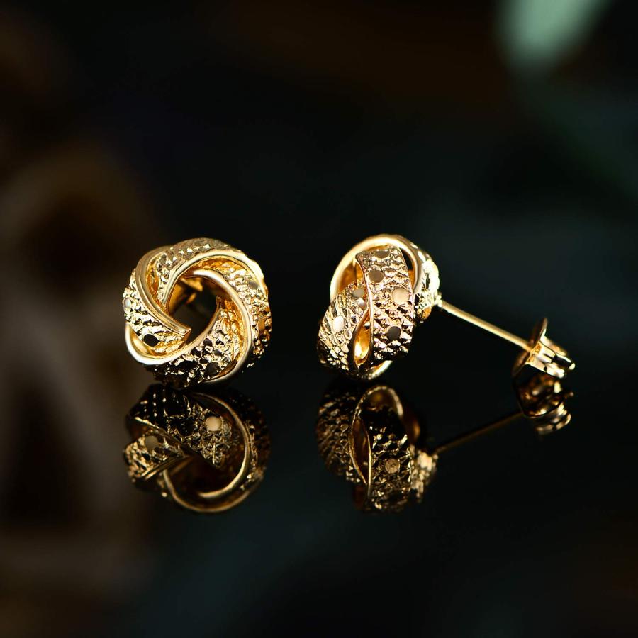 【並行輸入品】Barzel ゴールドメッキ ゴールド 8mm テクスチャ ラブノット スタッドピアス Barzel 18K Gold Plate_3