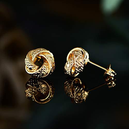 【並行輸入品】Barzel ゴールドメッキ ゴールド 8mm テクスチャ ラブノット スタッドピアス Barzel 18K Gold Plate_4