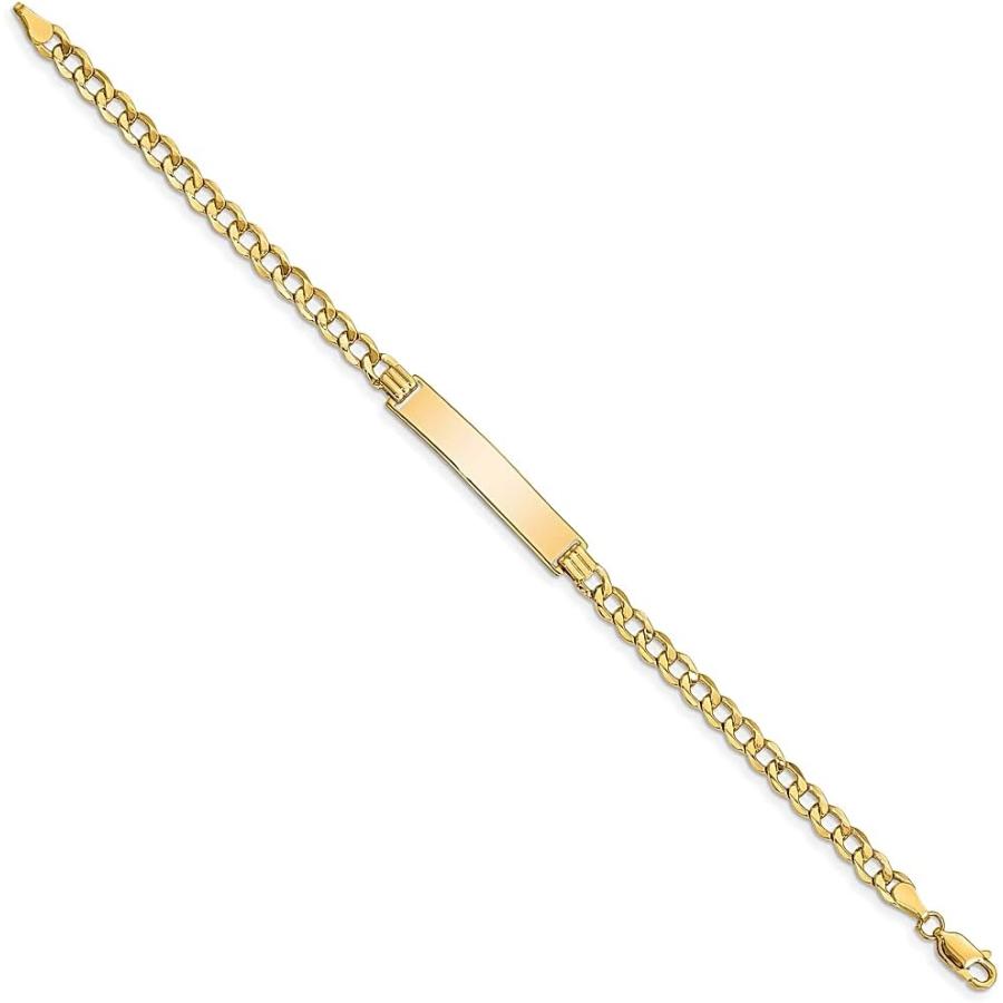 【並行輸入品】14K イエローゴールド カーブリンク 6.75mm ID ブレスレット ファインジュエリー 女性へのギフトに  7 inchesの画像