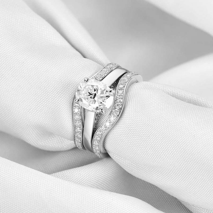 【並行輸入品】DovEggs 14K ホワイトゴールド 1カラット 6.5mm FGH カラー ハート 矢 カット モアッサナイト 婚約指輪 ソ_6