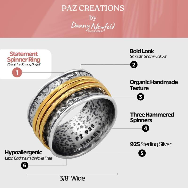 【並行輸入品】Paz Creations .925スターリングシルバー ゴールドオーバーシルバースピナーリング　_2