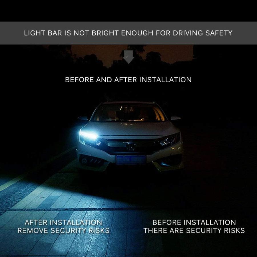 【並行輸入品】車用LEDストリップライト 2個 12インチ フレキシブルLEDヘッドライトストリップ デュアルカラー スカイブルーウィンカー イエロー_2