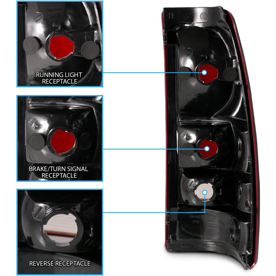 【並行輸入品】AmeriLite ダークレッド 交換用ブレーキテールライト 1999-2002 Chevy Silverado : 99-06 GMCの画像