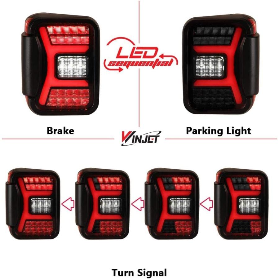 【並行輸入品】Winjet シーケンシャル LED テールライト リアランプ (スモーク) [2019 2020 2021 Jeep Gladiatoの画像