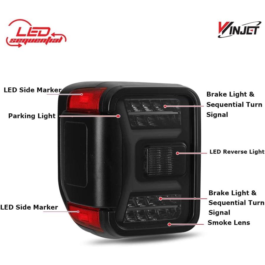 【並行輸入品】Winjet シーケンシャル LED テールライト リアランプ (スモーク) [2019 2020 2021 Jeep Gladiatoの画像