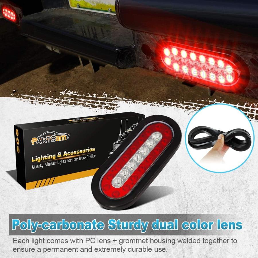 【並行輸入品】Partsam 2個 6.3インチ 楕円形 トラック トレーラー LED テールストップ ブレーキライト テールライト ランニング 赤との画像