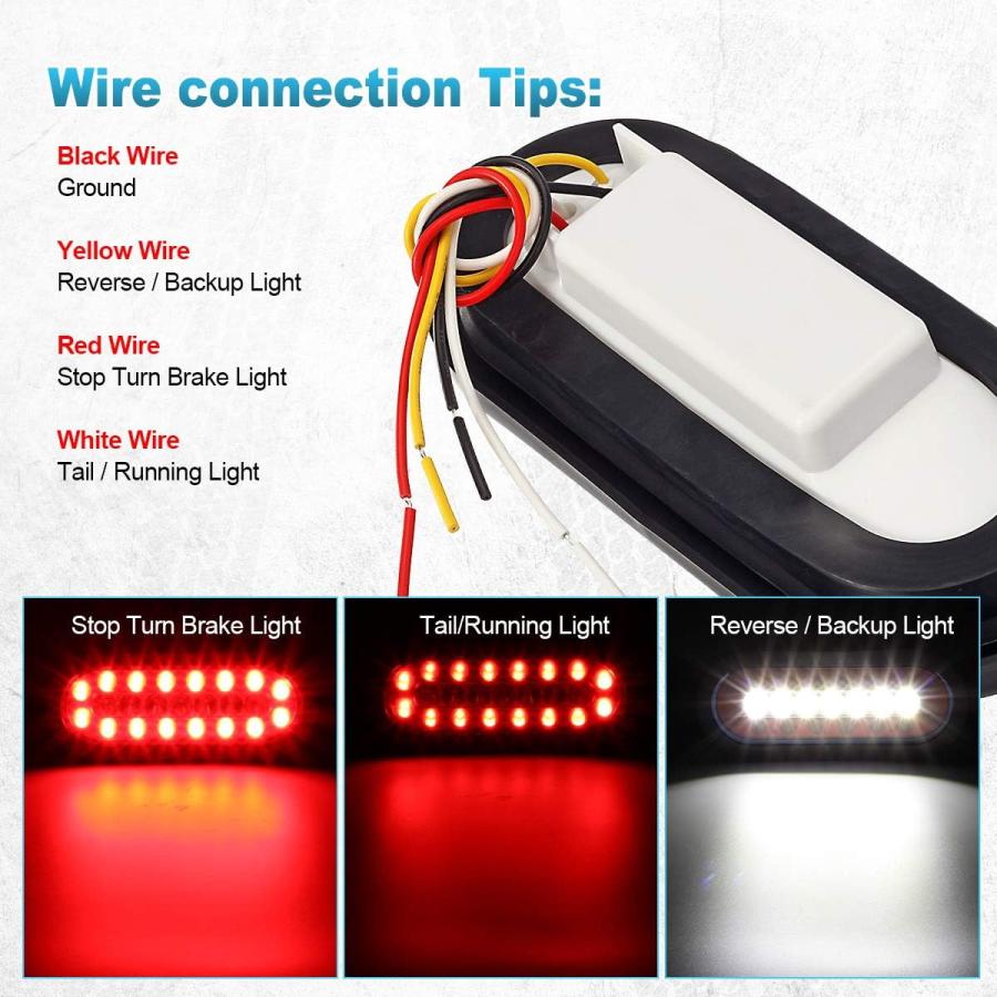 【並行輸入品】Partsam 2個 6.3インチ 楕円形 トラック トレーラー LED テールストップ ブレーキライト テールライト ランニング 赤との画像