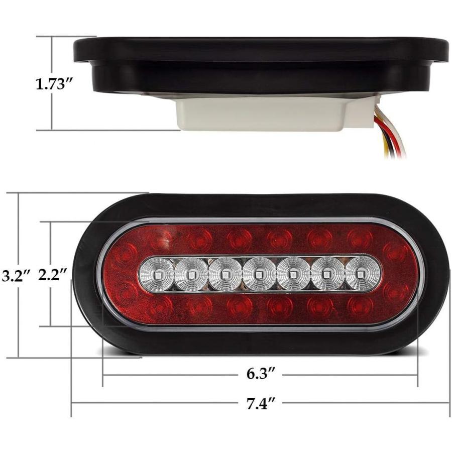【並行輸入品】Partsam 2個 6.3インチ 楕円形 トラック トレーラー LED テールストップ ブレーキライト テールライト ランニング 赤との画像