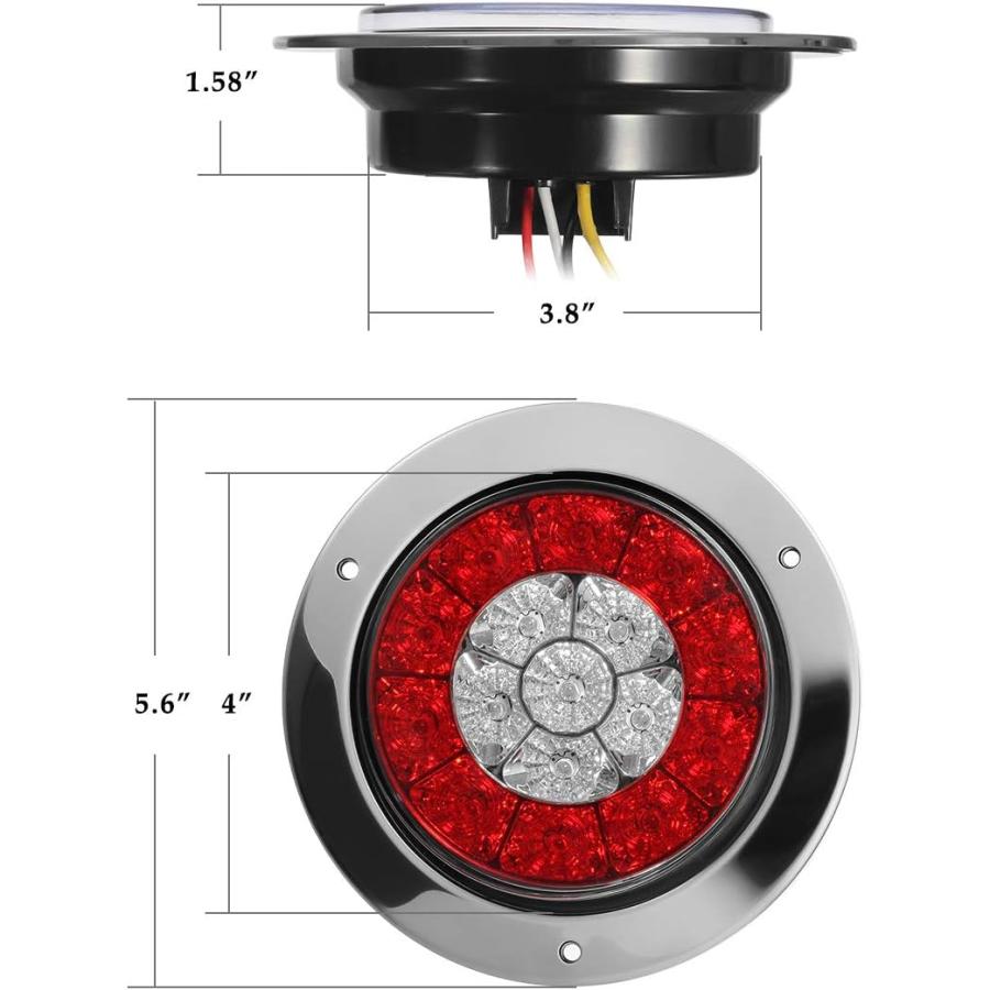 【並行輸入品】Partsam 2個 4インチ ラウンド LED トレーラー テールライト ホワイト レッド テールライト フランジマウント 16 LEの画像