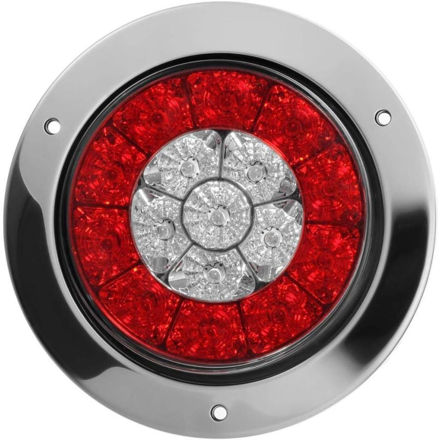 【並行輸入品】Partsam 2個 4インチ ラウンド LED トレーラー テールライト ホワイト レッド テールライト フランジマウント 16 LEの画像
