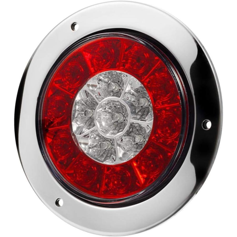 【並行輸入品】Partsam 2個 4インチ ラウンド LED トレーラー テールライト ホワイト レッド テールライト フランジマウント 16 LEの画像