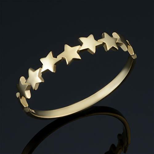【並行輸入品】14K イエローゴールド 星の列 ミニマリストリング Kooljewelry 14k Yellow Gold Row of Sta_4