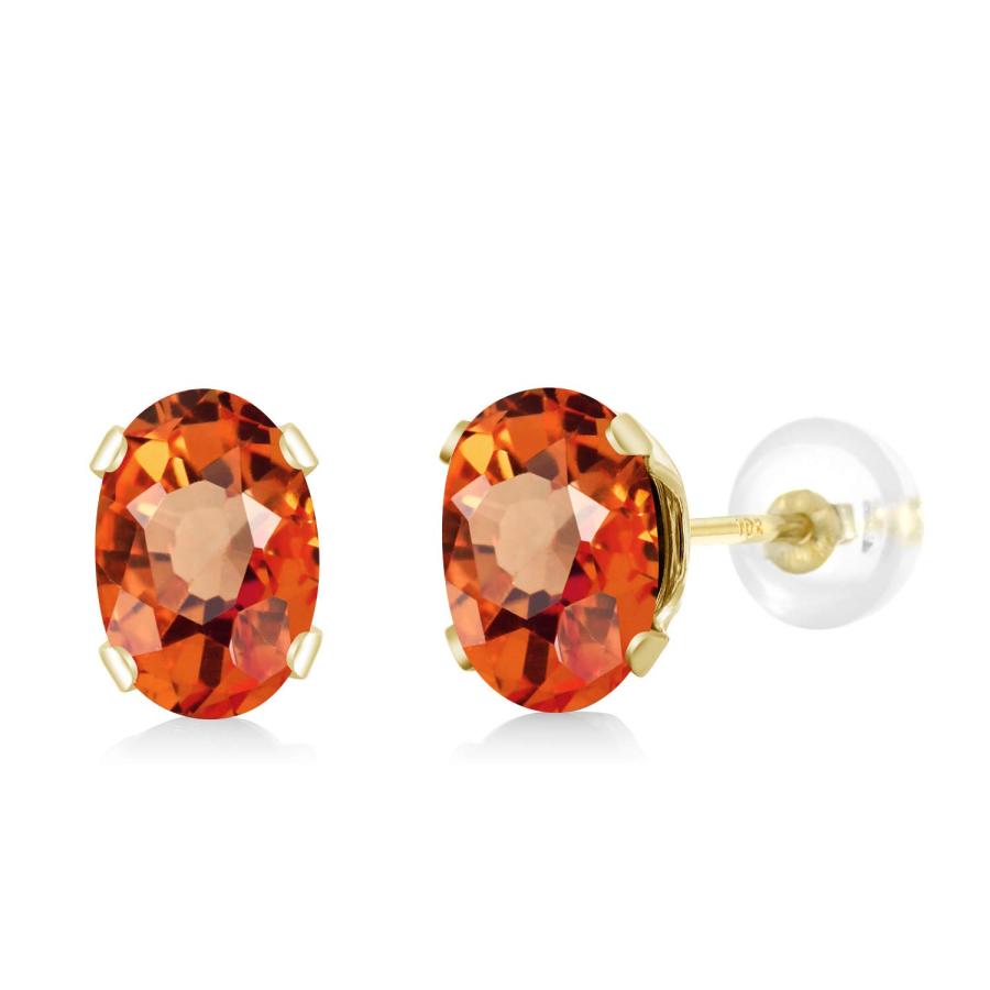 【並行輸入品】Gem Stone King 1.1カラット 天然 オレンジサファイア ピアス レディース 10金 イエローゴールド K10 9月の画像