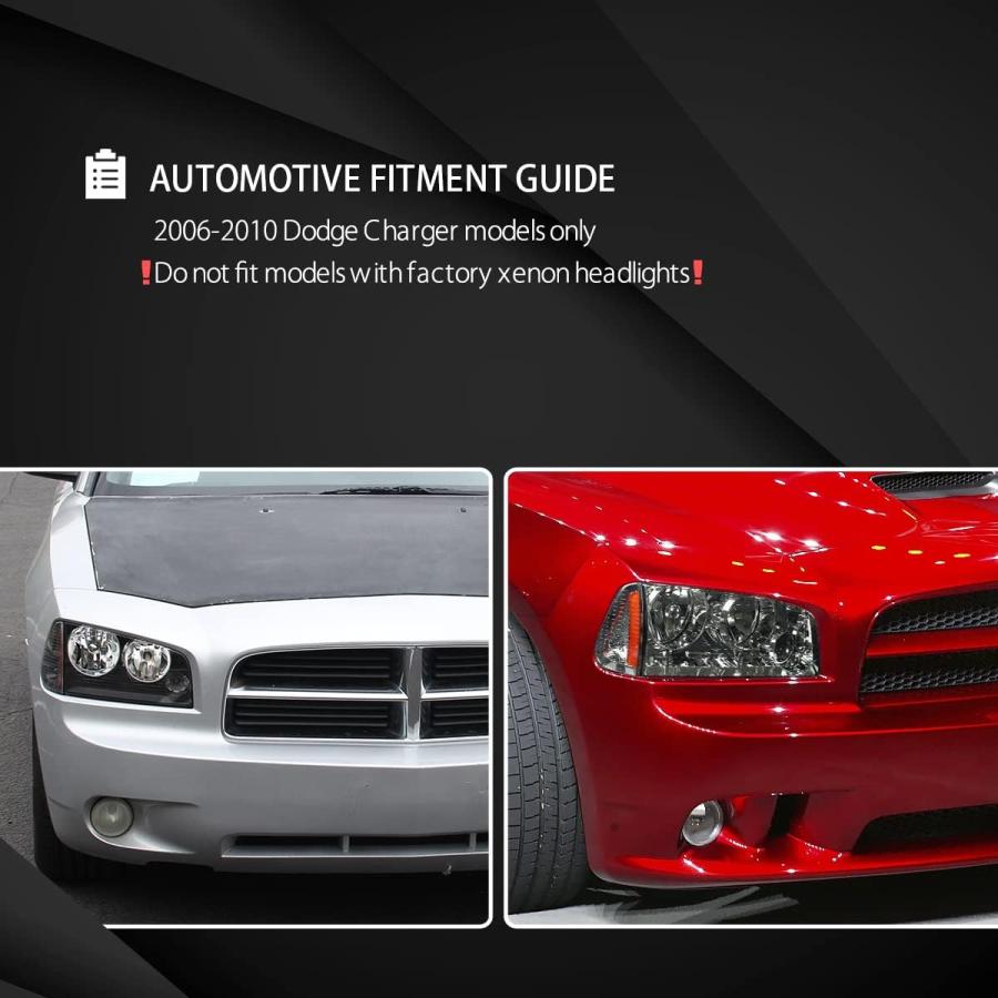 【並行輸入品】AUTOZENSATION 2006-2010 Dodge Charger ブラックハウジング クリアレンズヘッドライト + コーナーラの画像