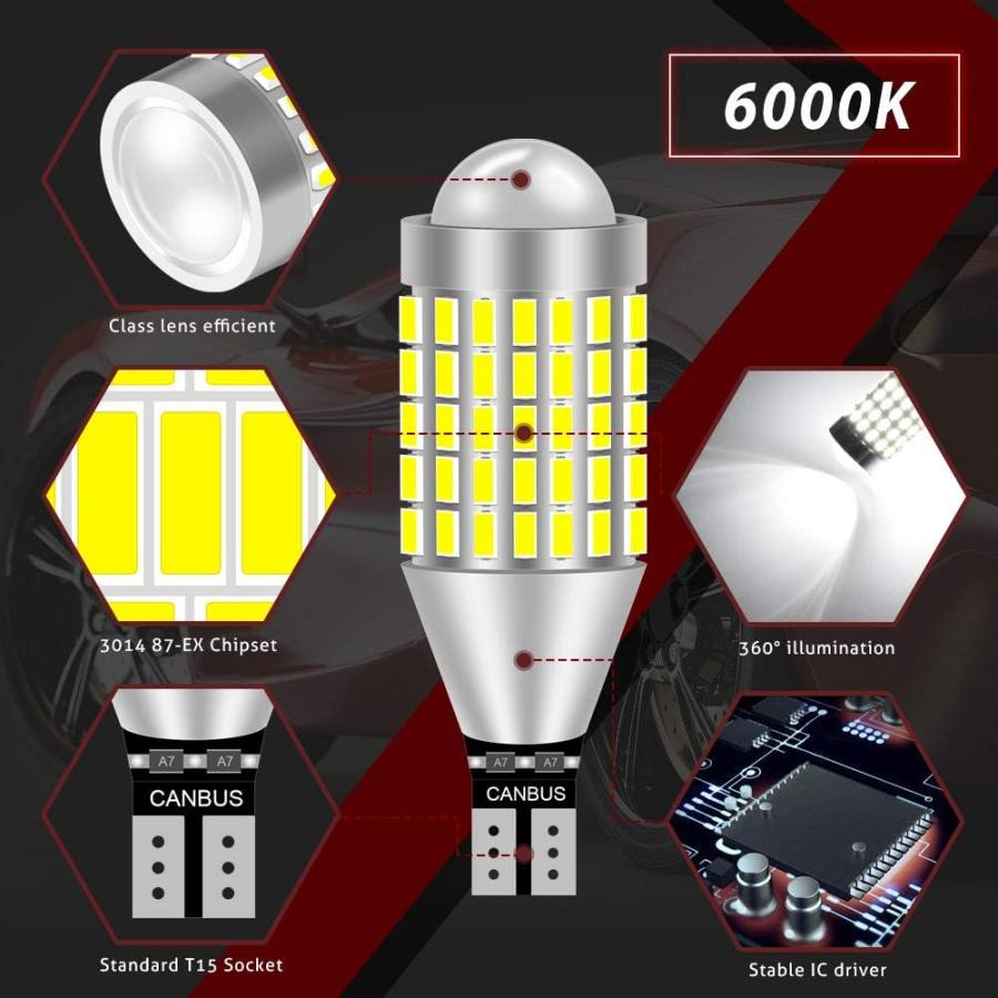 【並行輸入品】NATGIC T15 W16W 921 915 LED Bulbs 900LM 3014SMD 87-EX Chipsets withの画像