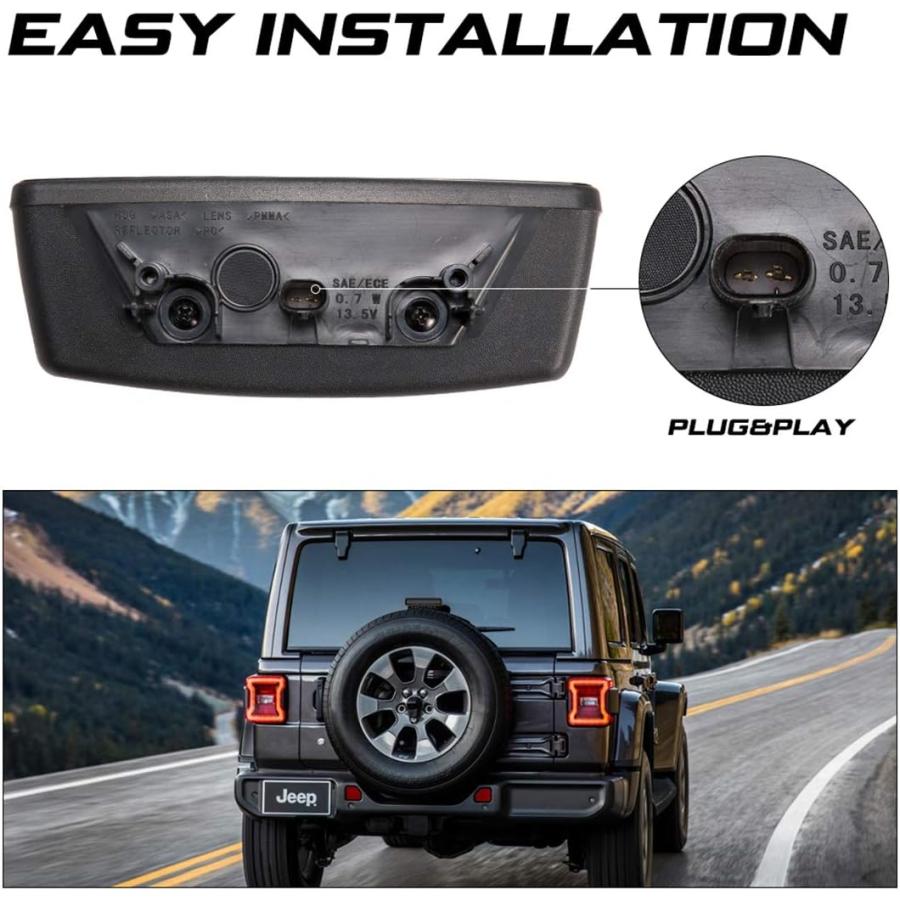 Kiwi Master LED 第3ブレーキライト 2018-2023 Jeep Wrangler JL アクセサリー サードブレーキライト ハイマウントストップライト(ブラックハウジングスモー｜good-face｜06