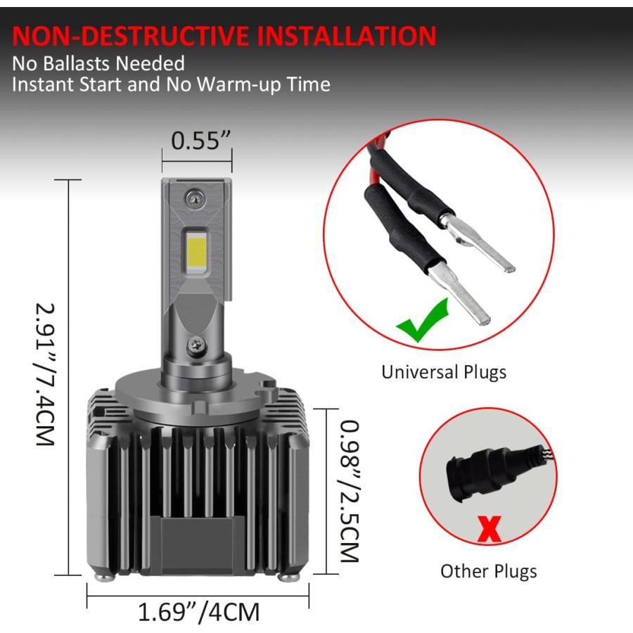【並行輸入品】DZG D1S D1R D3S D3R D8S LED Headlight Bulbs 100W 12000 Lumens 6000K_2