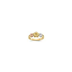 【並行輸入品】14K 3色 ゴールド プルメリアリング サイズ6.75 女性用 Diamond2Deal 14k Tri Color Goldの画像