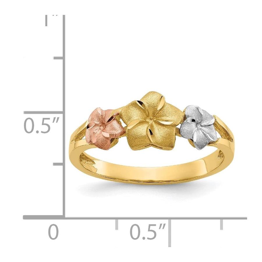【並行輸入品】14K 3色 ゴールド プルメリアリング サイズ6.75 女性用 Diamond2Deal 14k Tri Color Goldの画像