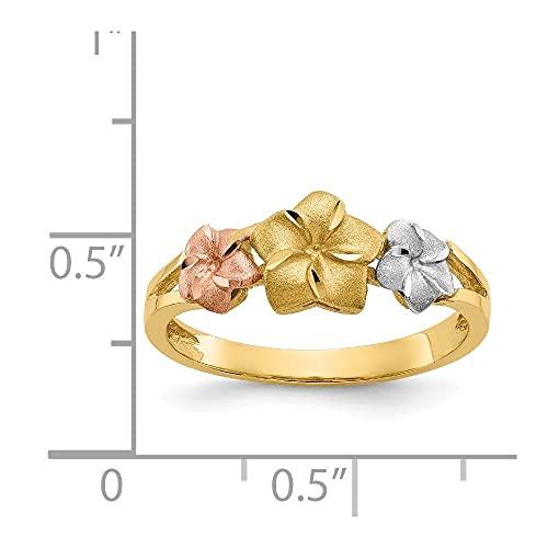 【並行輸入品】14K 3色 ゴールド プルメリアリング サイズ6.75 女性用 Diamond2Deal 14k Tri Color Goldの画像