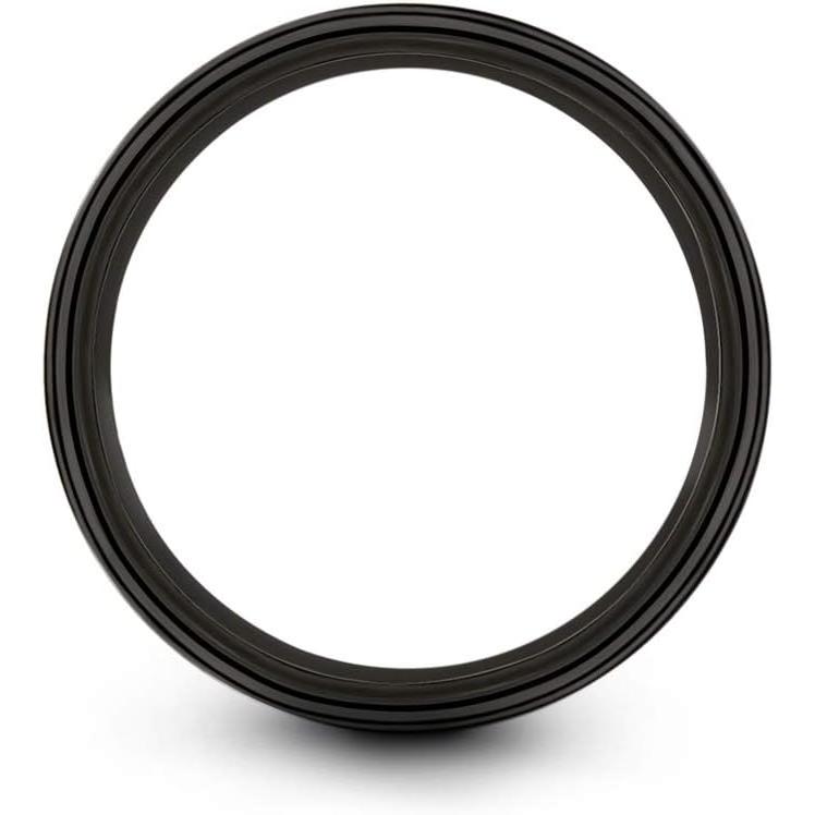 【並行輸入品】Midnight Rose Collection タングステン 結婚指輪 6mm メンズ レディース 18Kローズゴールドメッキ フラッの画像