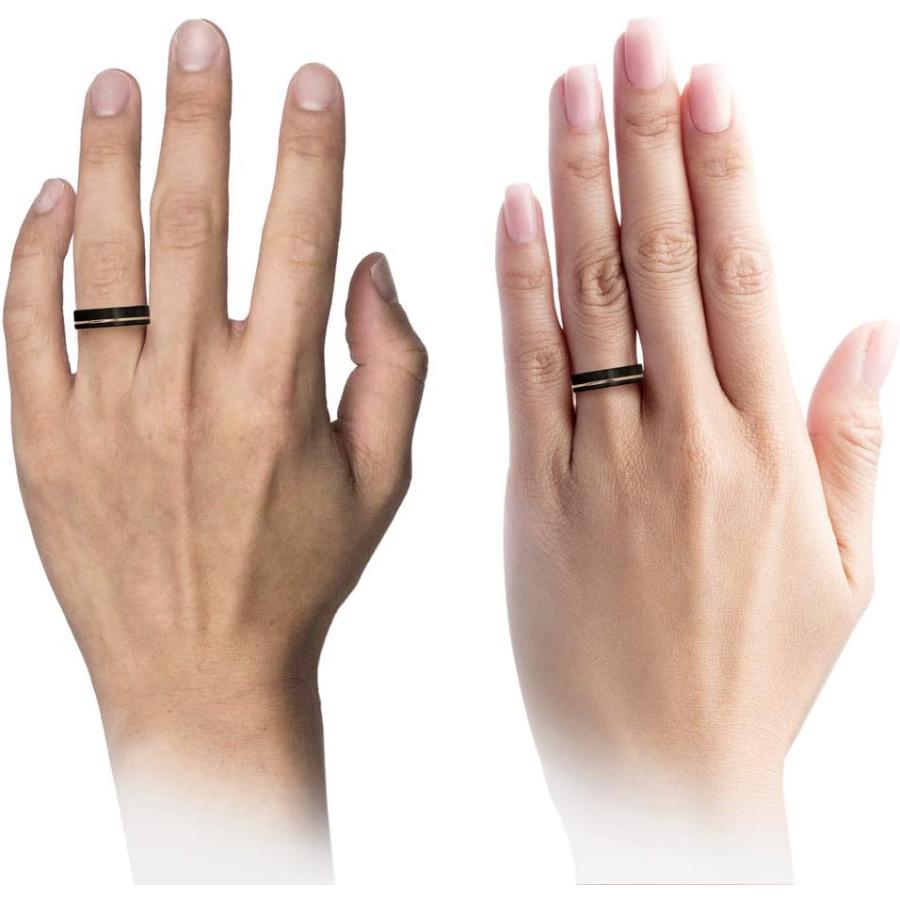 【並行輸入品】Midnight Rose Collection タングステン 結婚指輪 6mm メンズ レディース 18Kローズゴールドメッキ フラッの画像