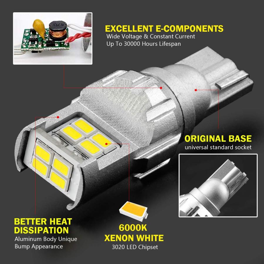 JDM ASTAR 2800ルーメン 非常に明るい 1:1デザイン 3020チップ 921 912チップセット LED電球 バックアップリバースライト用 キセノンホワイト　並行輸入品｜good-face｜02