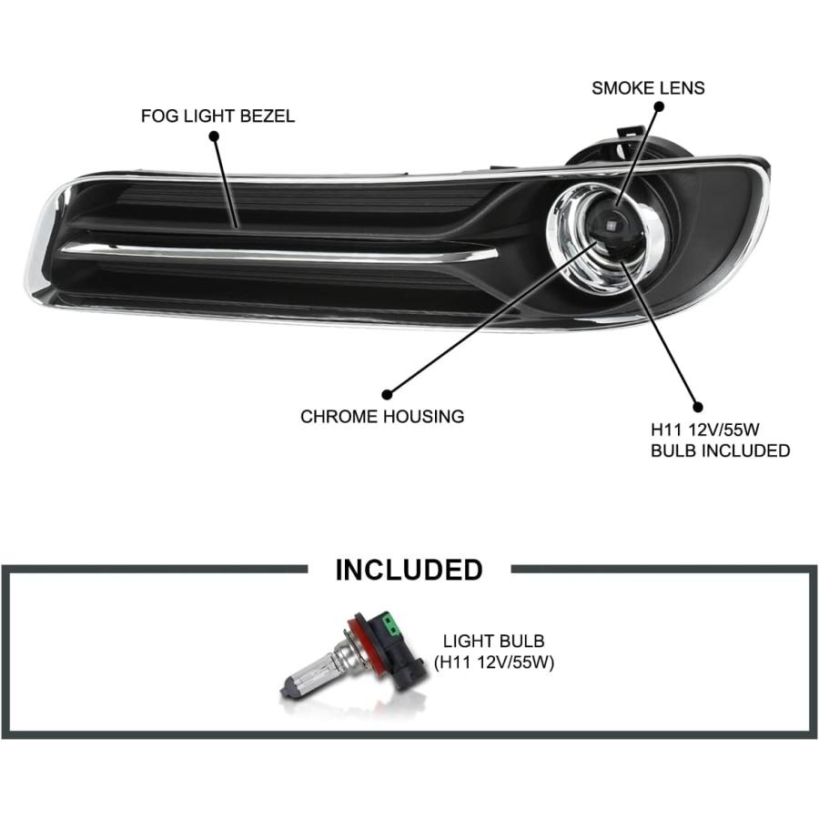 【並行輸入品】Spec-D Tuning Smoke Lens Fog Lights + H11 Bulbs + Switch Included Coの画像