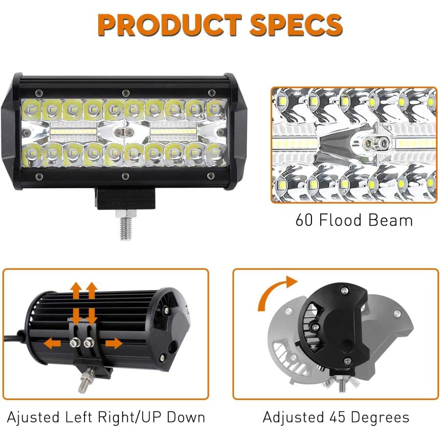【並行輸入品】7 Inch Led Light Bar  4 x 240W 24000lm LED Spot Flood Off Road Lightの画像