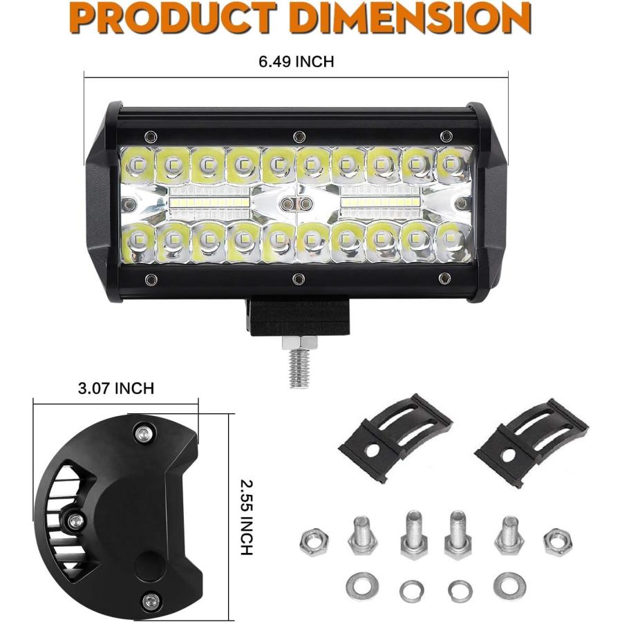 【並行輸入品】7 Inch Led Light Bar  4 x 240W 24000lm LED Spot Flood Off Road Lightの画像