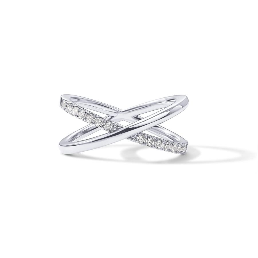 【並行輸入品】PAVOI 14K Gold Plated X Ring | Simulated Pav〓 Diamond CZ Criss C_6