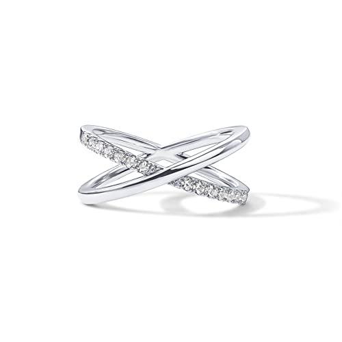 【並行輸入品】PAVOI 14K Gold Plated X Ring | Simulated Pav〓 Diamond CZ Criss C_7