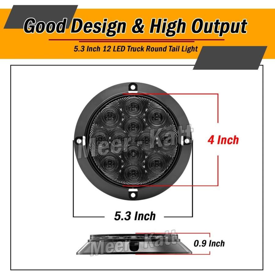 【並行輸入品】Meerkatt 4 Pcs 4 Inch Round Smoked Lens Amber LED 12 Diodes Trailerの画像