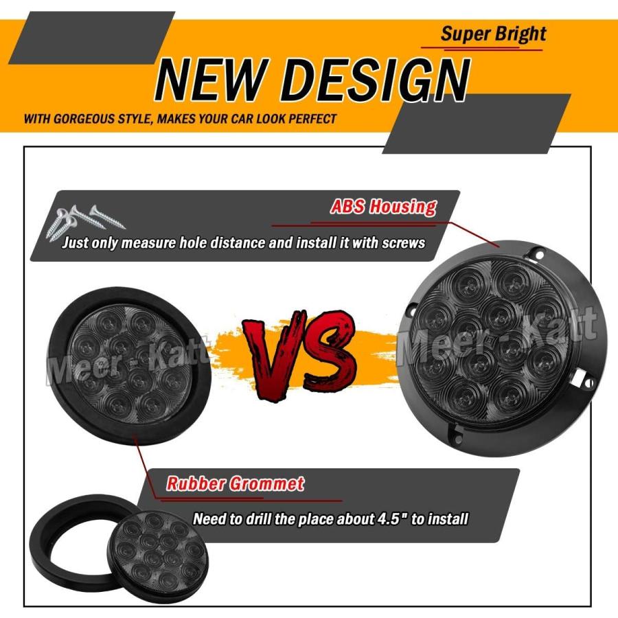 【並行輸入品】Meerkatt 4 Pcs 4 Inch Round Smoked Lens Amber LED 12 Diodes Trailerの画像