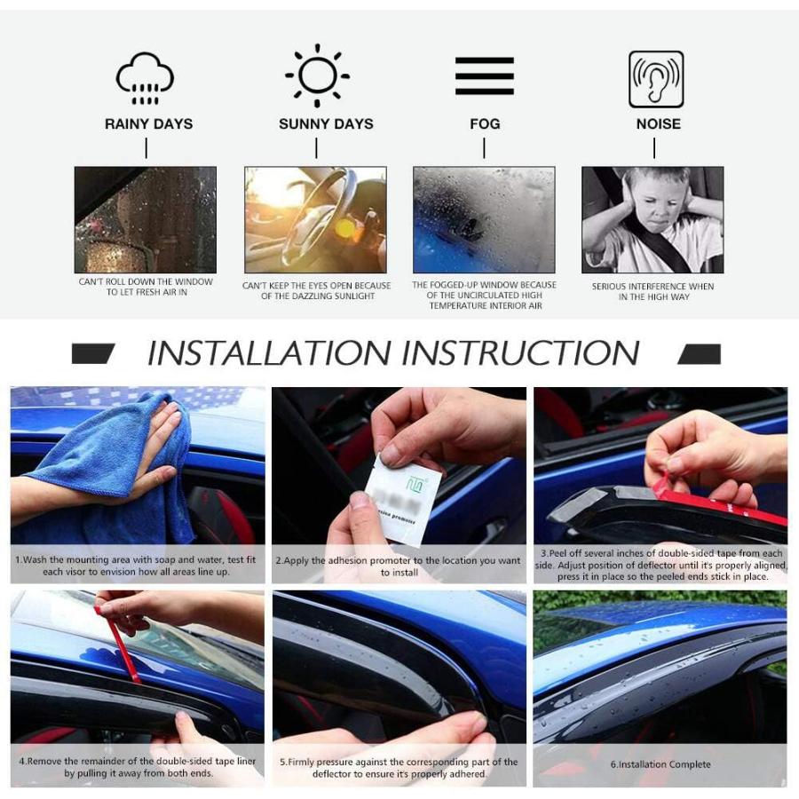 【並行輸入品】IKON MOTORSPORTS ウィンドウバイザー 2012-2018 フォード フォーカス アクリル スモークティント 日よけ 雨よ_7