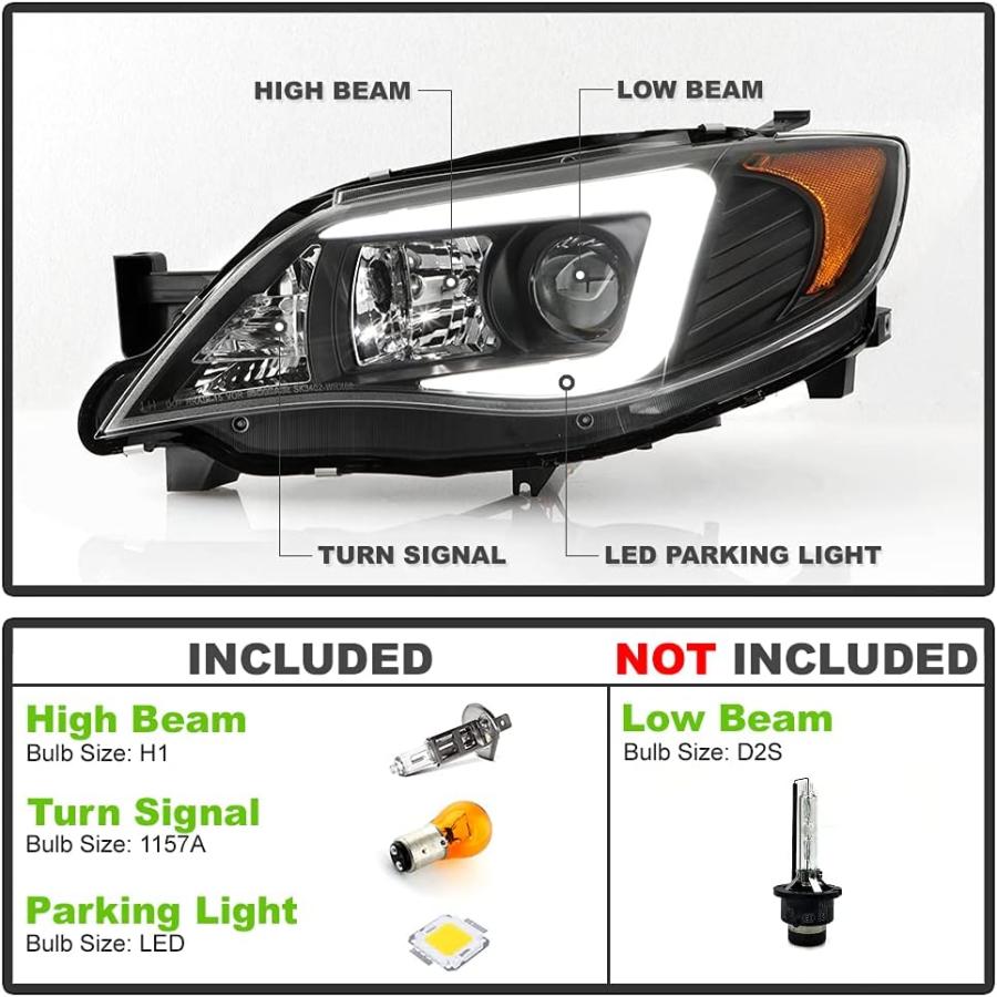 【並行輸入品】ACANII - [HIDモデル] 2008-2014 スバル インプレッサ WRX LEDライト チューブ ブラック ハウジング プロ_1