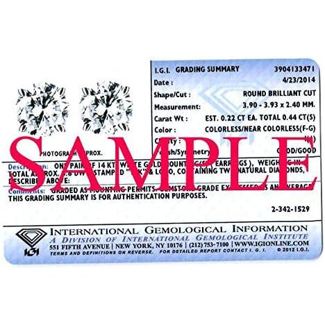 【並行輸入品】1カラットダイヤモンドスタッド 14Kイエローゴールド IGI認定の画像